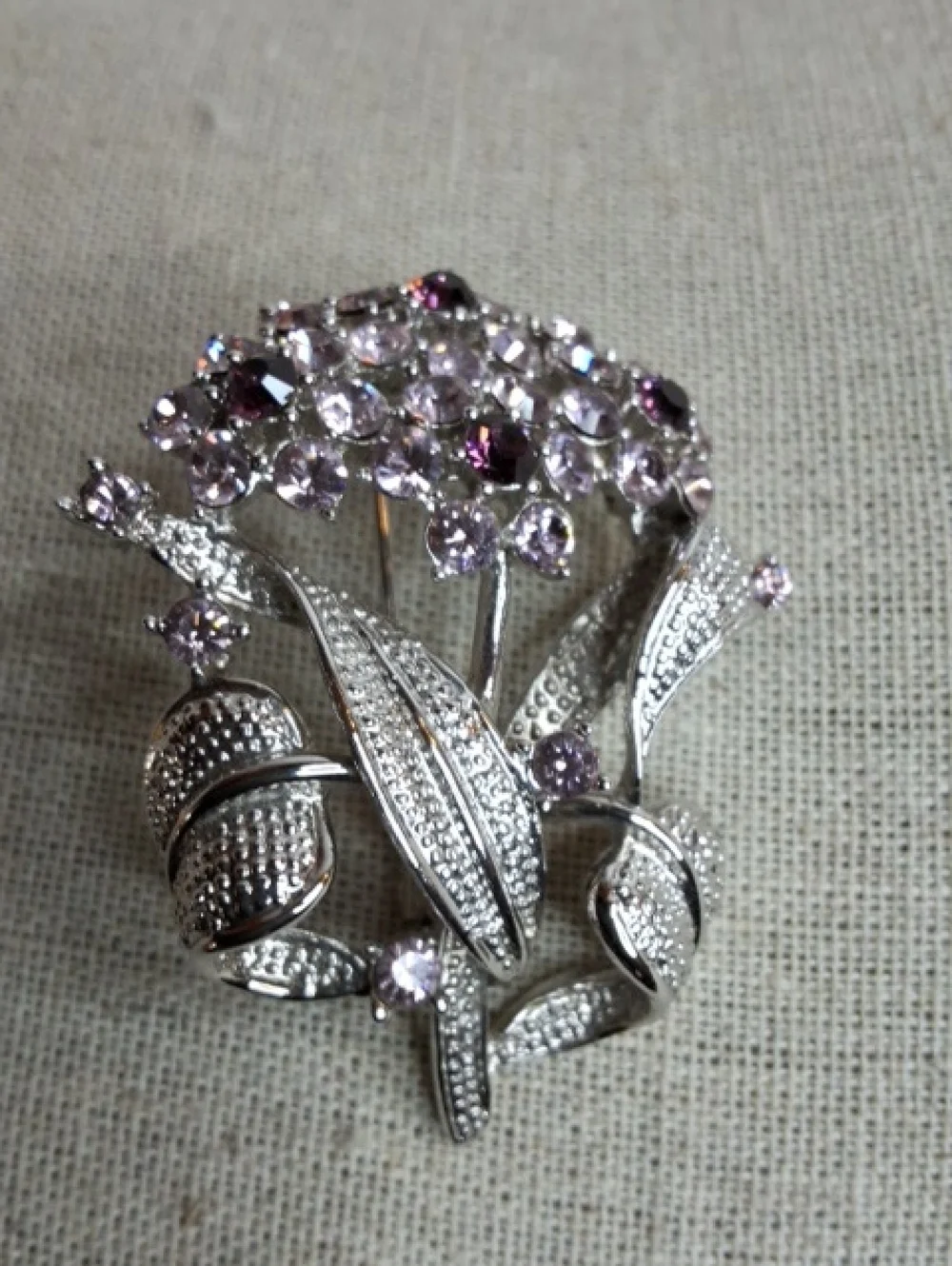 Vintage‎ spring floral rhinestone brooch